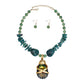 Pendant Green Stone Bead Teardrop Crystal Necklace