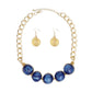 Collar Blue Galactic Bead Gold Chain Necklace