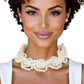 Choker Cream Woven Gold Ring Collar Necklace