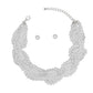 Choker White Woven Silver Ring Collar Necklace