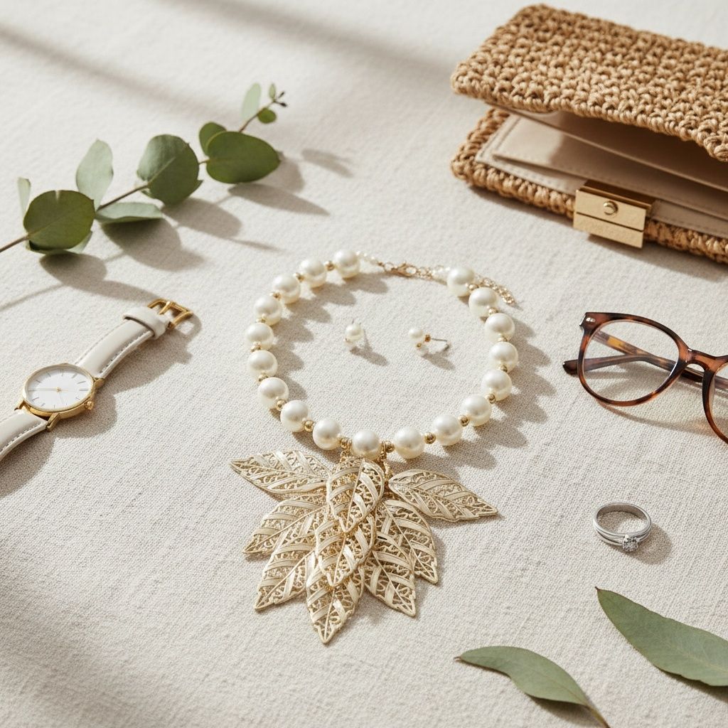 Bib Cream Pearl Gold Chunky Leaf Drop Necklace