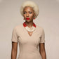 Beaded Marbed Red and Creamy Shine Layer Necklace