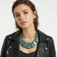 Bib Green Resin and Silver Confetti Large Necklace