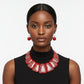 Bib Red Resin and Silver Confetti Large Necklace