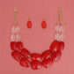 Collar Vibrant Marbled Red Bead Layered Necklace