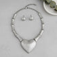 Pendant Matte Silver Bamboo Heart Modern Necklace