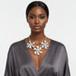 Bib Matte Silver Chunky Floral Organic Necklace