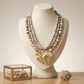 Tribal Ivory Stone Bead Hammered Gold Necklace