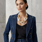 Cream Pearl and Gold Mesh Chain Knotted Necklace
