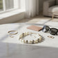 High Gloss Pearlescent White Brown 24mm Necklace