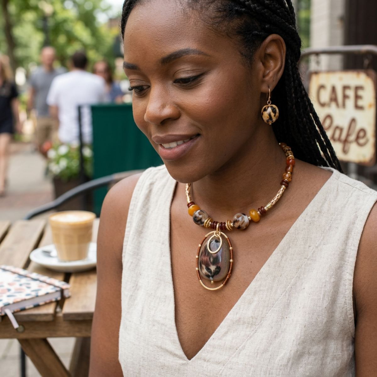 Tribal Leopard Resin Gold Wrap Choker Necklace