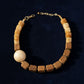 Cubism Chunky Wood Bead and Marbled Brown Necklace