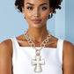 Pendant Chunky Matte Silver Cross Chain Necklace