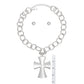 Pendant Chunky Matte Silver Cross Chain Necklace