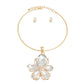 Gold Clear Crystal Flower Necklace