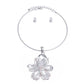 Silver Clear Crystal Flower Necklace