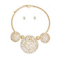 Gold Triple Rhinestone Dome Cluster Collar