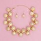 Necklace Ivory Swirled Marble Bubble Ball Bead Set