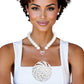 Toggle Silver Swirled Circle Chunky Pearl Necklace