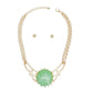 Collar Green Resin Dome Gold Chain Necklace Women