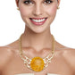 Collar Mustard Resin Dome Gold Chain Necklace Women