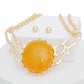 Collar Mustard Resin Dome Gold Chain Necklace Women
