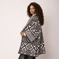 Cardigan Tile Print Knit Black and White for Women