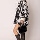 Cardigan Houndstooth Knit Black White for Women