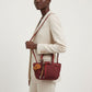Top Handle Bag Burgundy Suede Dog Charm Purse