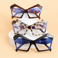BLB Glasses Blue Dramatic Cat Eye Retro Eyewear