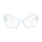 BLB Glasses Blue Dramatic Cat Eye Retro Eyewear
