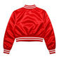 DST Greek Apparel L Cropped Satin Varsity Jacket