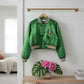 AKA Greek Apparel S Cropped Satin Varsity Jacket