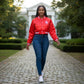 DST Greek Apparel S Cropped Satin Varsity Jacket