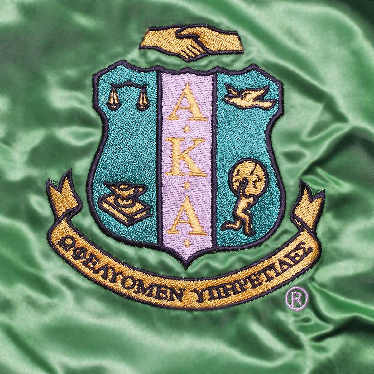 AKA Greek Apparel XL Cropped Satin Varsity Jacket