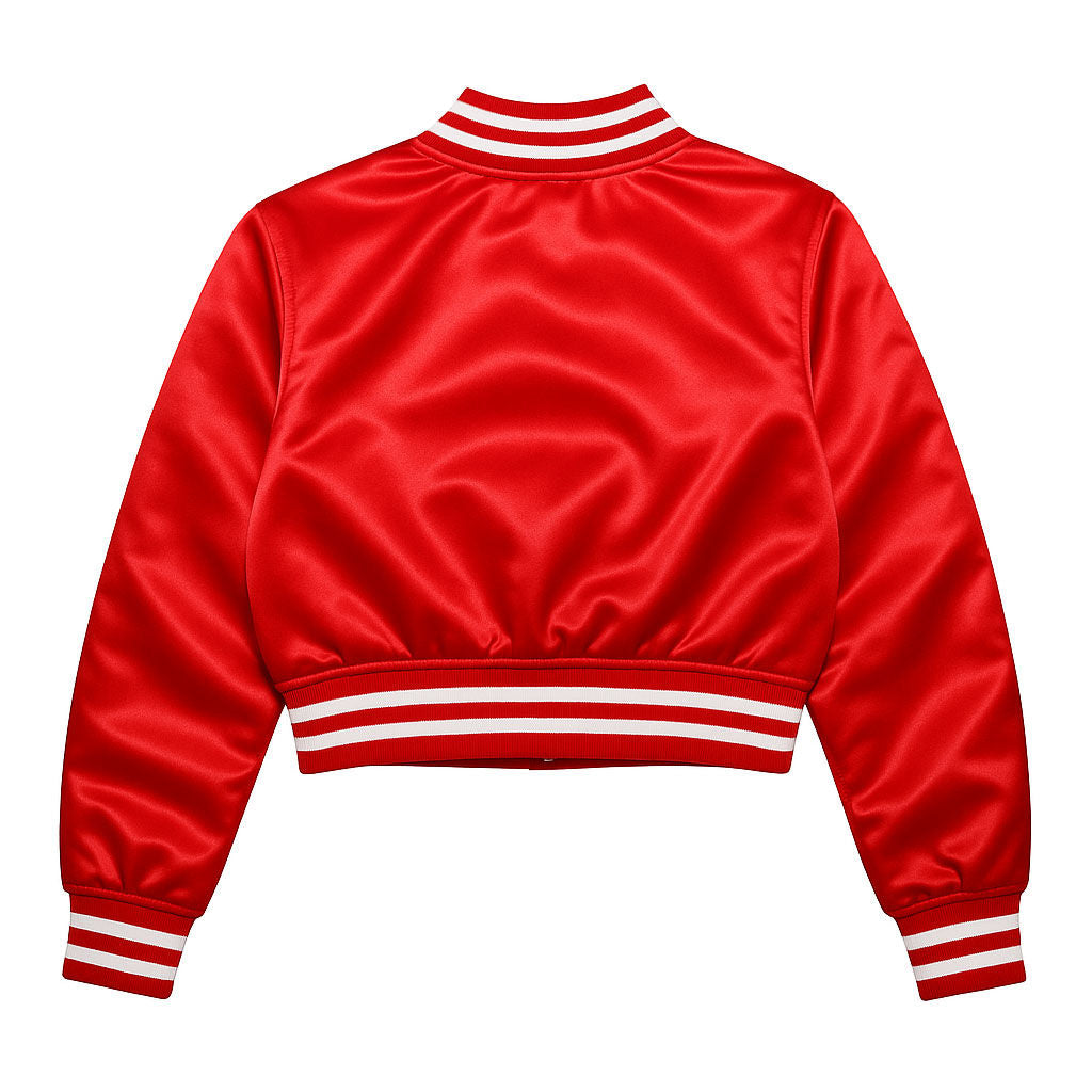 DST Greek Apparel XL Cropped Satin Varsity Jacket