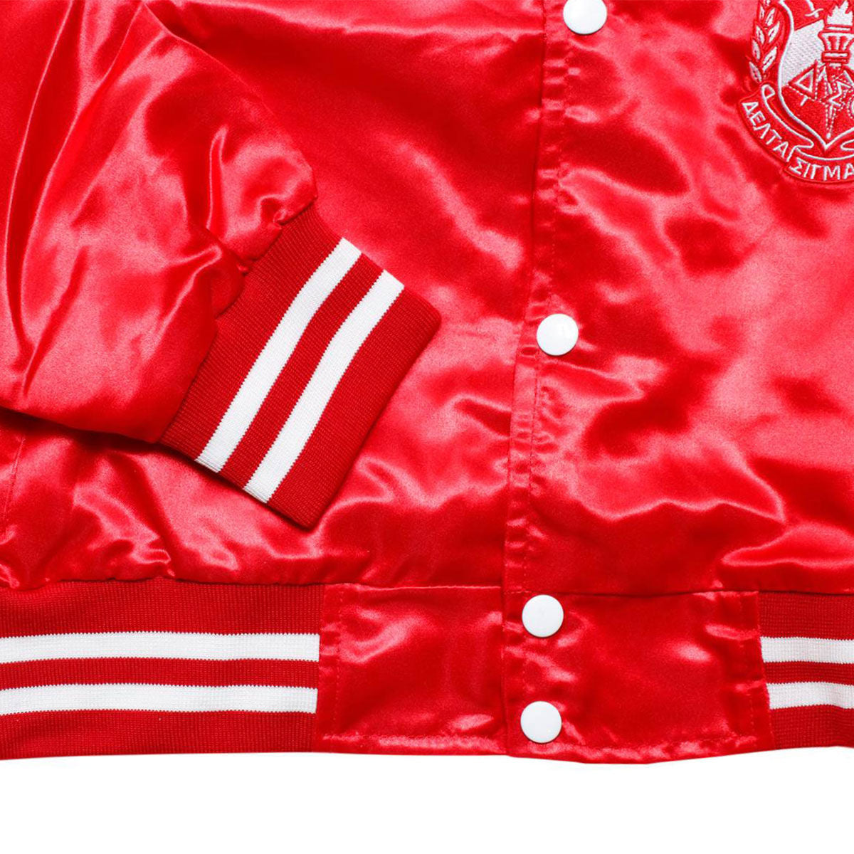 DST Greek Apparel XL Cropped Satin Varsity Jacket