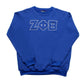 ZPB Greek Gear L Blue Embroidered Crew Sweatshirt