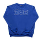 ZPB Greek Gear M Blue Embroidered Crew Sweatshirt