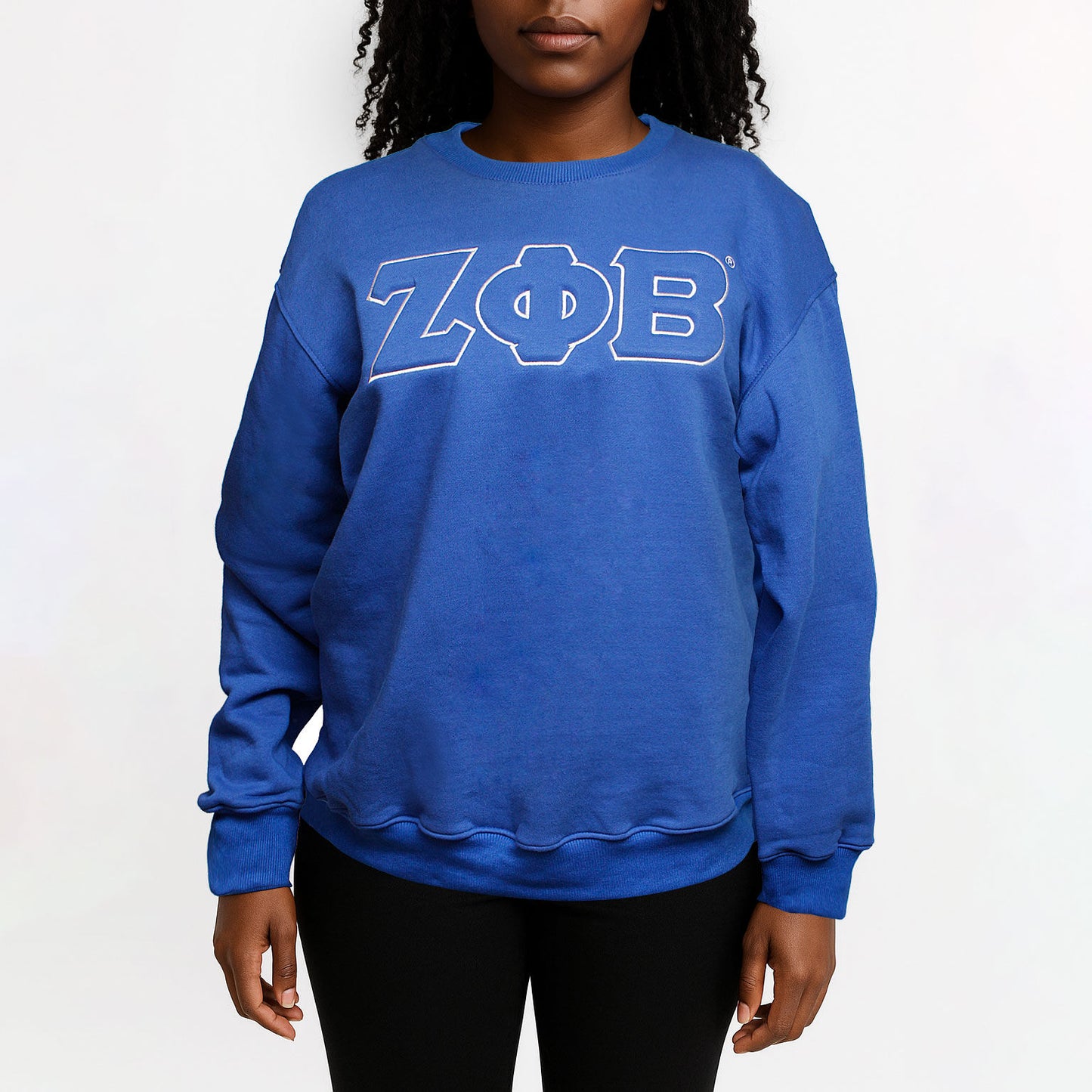 ZPB Greek Gear XL Blue Embroidered Crew Sweatshirt
