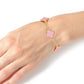 Gold Chain Bracelet Pink Quatrefoil Clovers Women