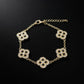 Black Encrusted Quatrefoil Motif Gold Bracelet
