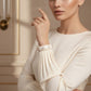 Bangle Marbled Ivory and Gold Quatrefoil Bracelet