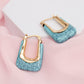 Hoops Cracked Turquoise U Shaped Earrings Women