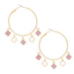 Hoops Gold Pink Clover Dangle Charms Earrings