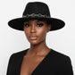 Black Fedora Hat with Black Silver Quatrefoil Band