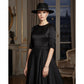 Black Fedora Hat with Black Silver Quatrefoil Band