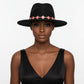 Black Fedora Hat with Pink Gold Quatrefoil Band