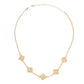 Necklace Gold Cream Pearl Quatrefoil Clovers