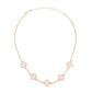 Necklace Gold Chain Pink Quatrefoil Clovers Women